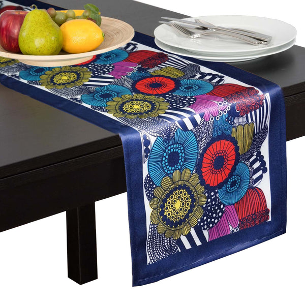 Lushomes Digital Printed blue Themed Polyester Dining Table Runner(16 x 71 inches, Single pc)