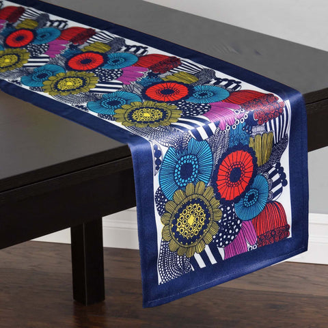 Lushomes Digital Printed blue Themed Polyester Dining Table Runner(16 x 71 inches, Single pc)