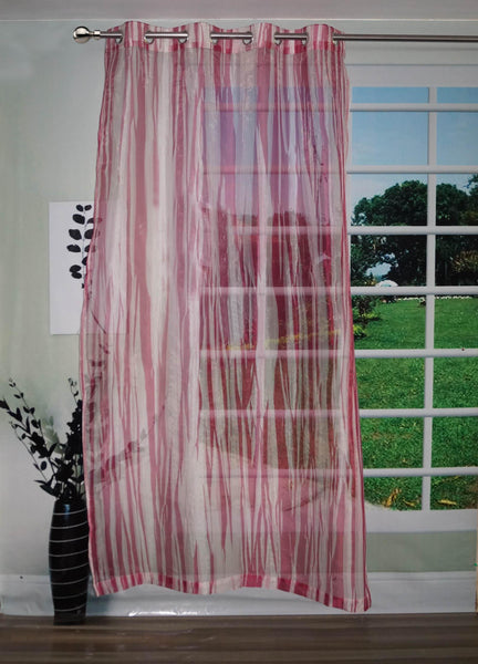 Lushomes Stylish Magenta with Abstract Stripes Sheer Curtain for Door, Size: 45"x84" (Single pc) - Lushomes