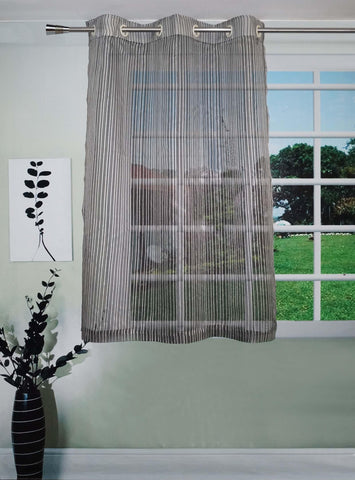 Lushomes Stylish Black Sheer Curtains with Stripes for Windows - Lushomes