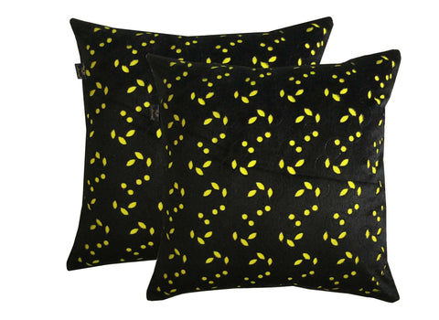 Lushomes Black Thick Velvet Velvet Cushion Cover (16 x 16 inches, Pack of 2) - Lushomes