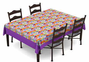 Lushomes Digital Printed Purple Themed Table Cloth For 6 Seater - Lushomes
