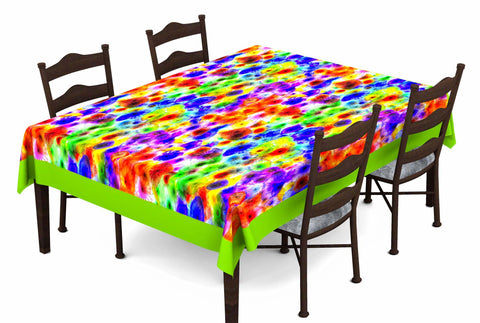 Lushomes Digital Printed Green Themed Table Cloth For 6 Seater - Lushomes