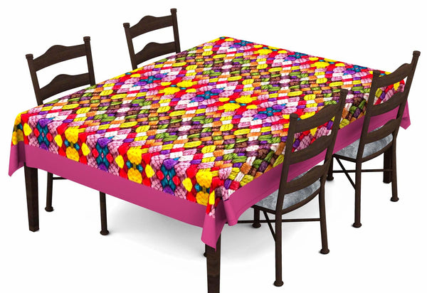 Lushomes Digital Printed Pink Themed Table Cloth For 6 Seater - Lushomes