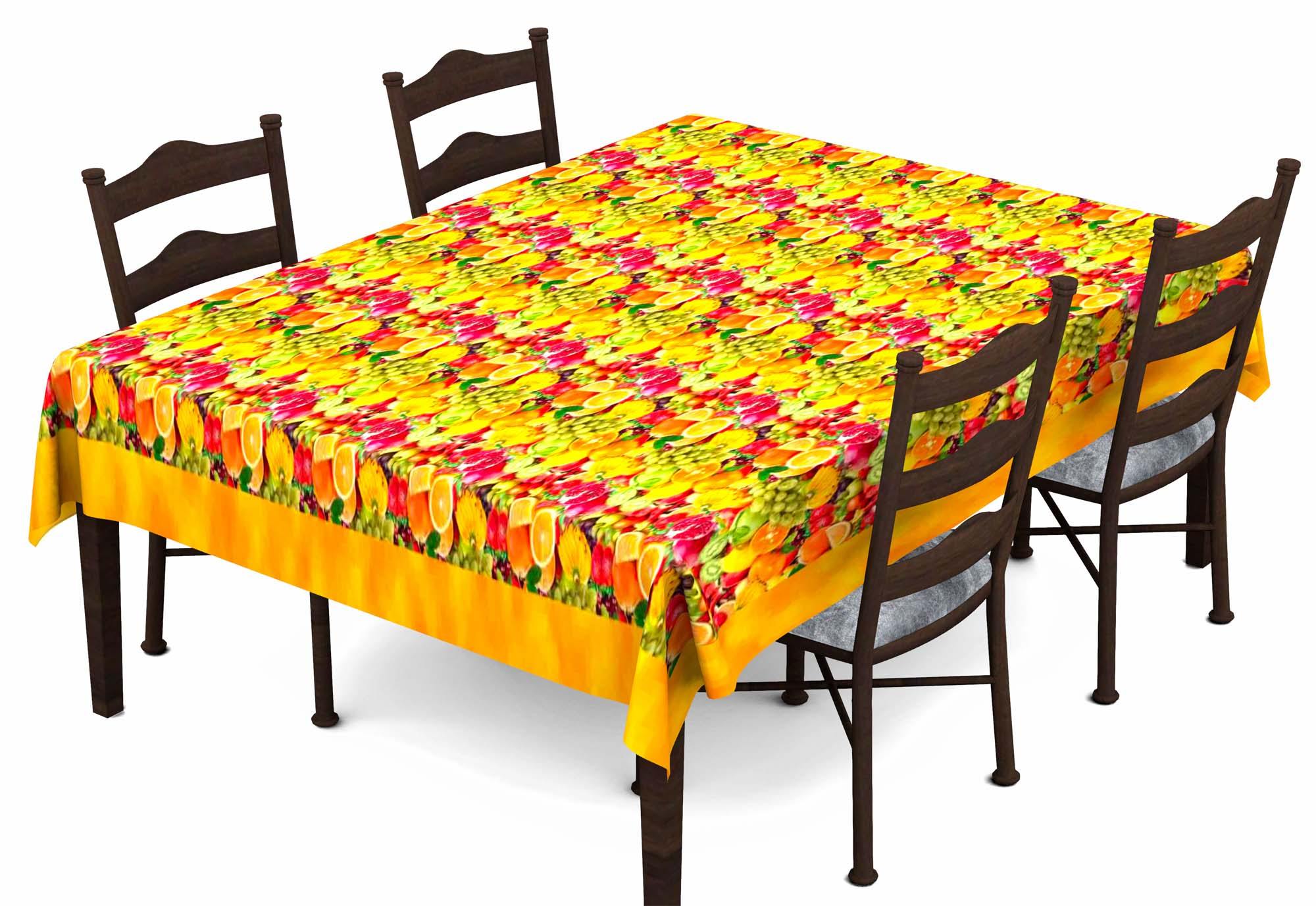 Lushomes Digital Printed Yellow Themed Table Cloth For 6 Seater - Lushomes