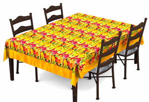 Lushomes Digital Printed Yellow Themed Table Cloth For 6 Seater - Lushomes