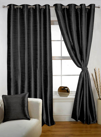 Lushomes Black Twinkle Star Curtain with Blackout Lining for Long Door - Lushomes