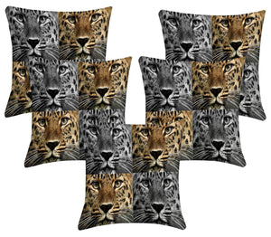 Lushomes Digital Print Animal Cushion Covers (Pack of 5) - Lushomes