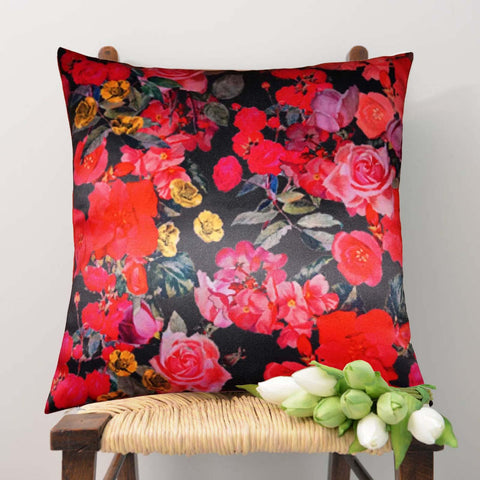 Lushomes Digital Printed Rose Cushion Cover on Ultra Premium Whiteout Fabric - Lushomes