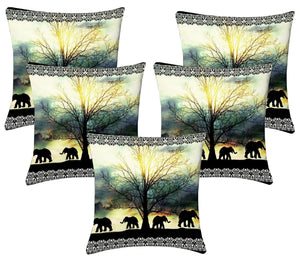 Lushomes Digital Print Elephants Cushion Covers (Pack of 5) - Lushomes