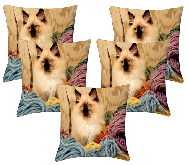 Lushomes Digital Print Pussy Cushion Covers (Pack of 5) - Lushomes