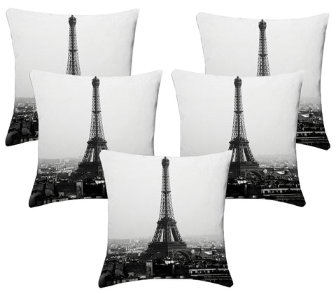 Lushomes Digital Print Black & White Cushion Covers (Pack of 5) - Lushomes