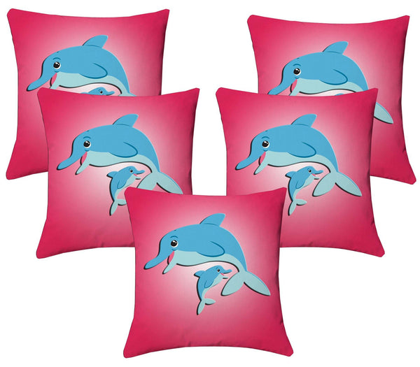 Lushomes Kids Digital Print Dolphins Cushion Covers (Pack of 5) - Lushomes