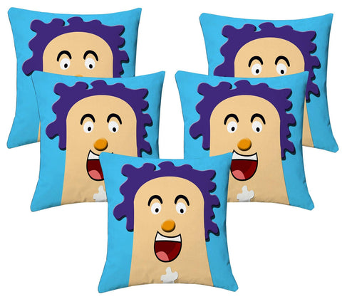 Lushomes Kids Digital Print Laughter Cushion Covers (Pack of 5) - Lushomes