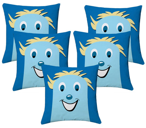 Lushomes Kids Digital Print Smile Cushion Covers (Pack of 5) - Lushomes