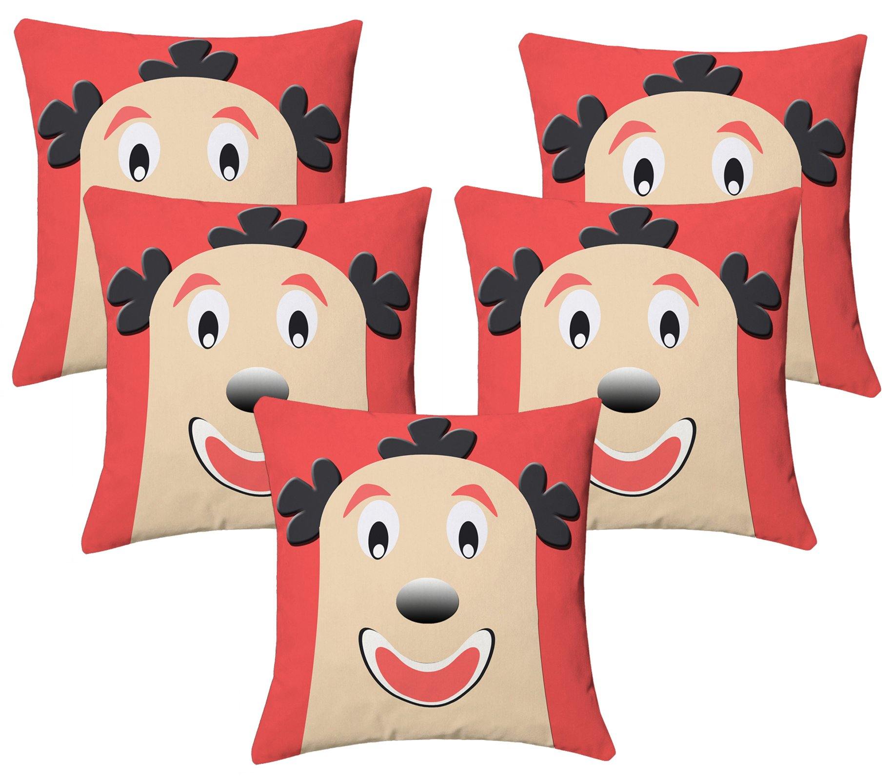 Lushomes Kids Digital Print Bald Funny Man Cushion Covers (Pack of 5) - Lushomes
