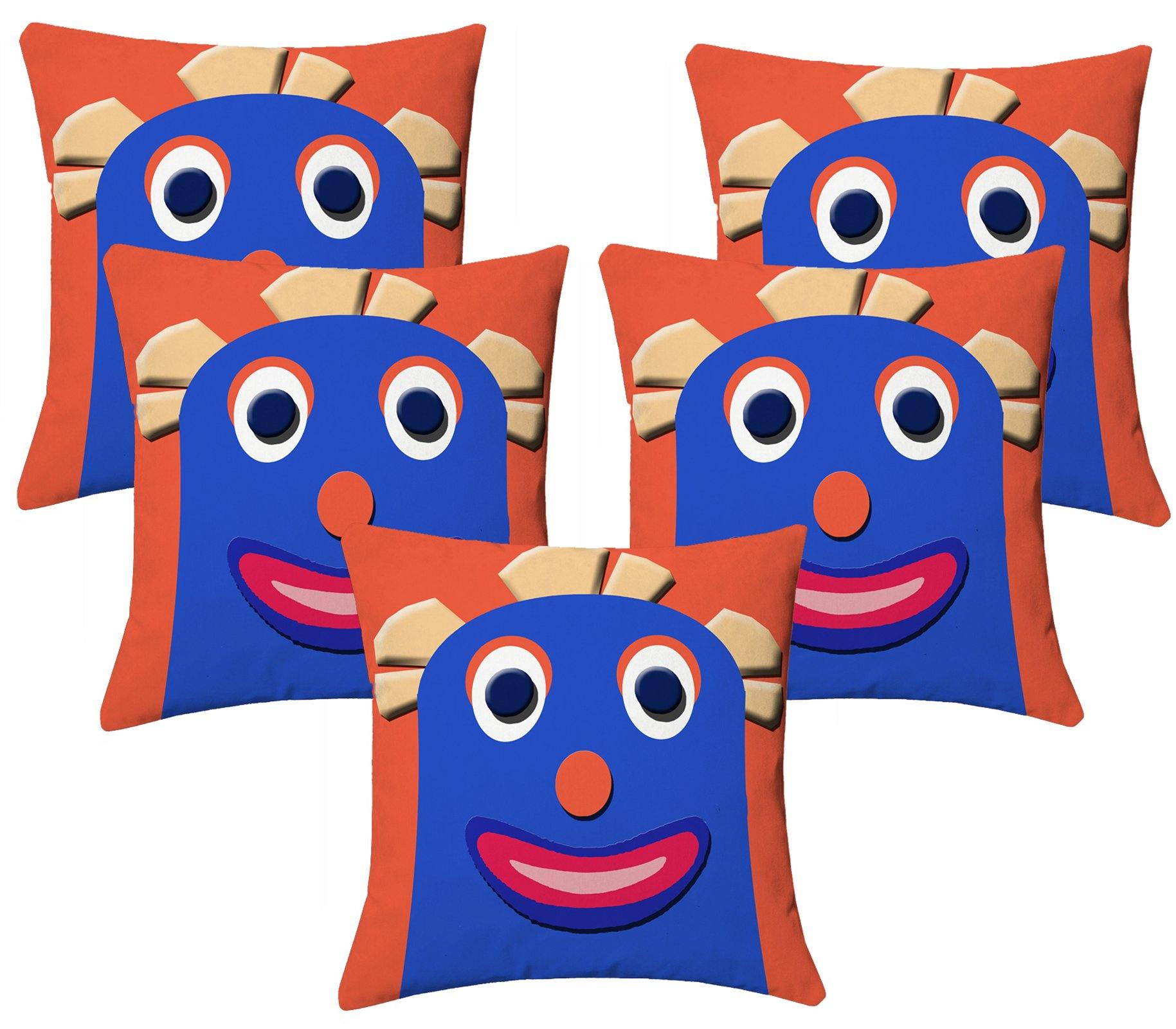 Lushomes Kids Digital Print Bald Funny Woman Cushion Covers (Pack of 5) - Lushomes