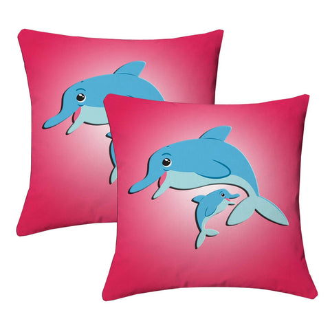 Lushomes Kids Digital Print Dolphins Cushion Covers (Pack of 2) - Lushomes