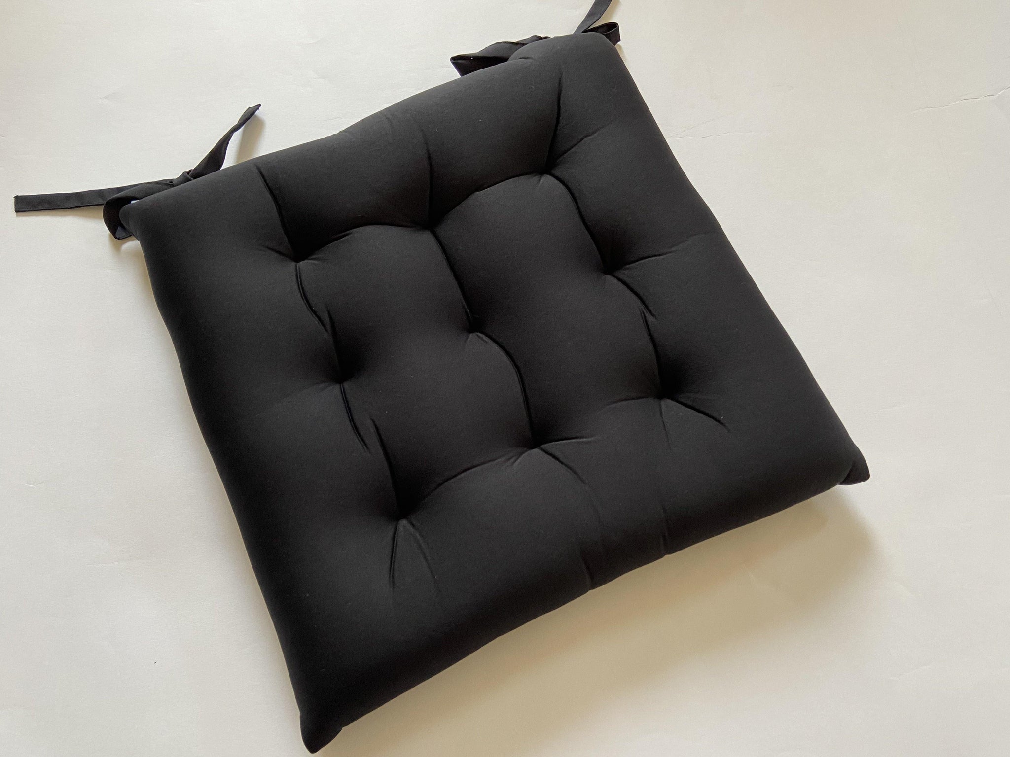 Lushomes Super Light Wonder Foam Black Chair Cushion Pads with 4 Strings (40 x 40 cms, Single Pc) - Lushomes