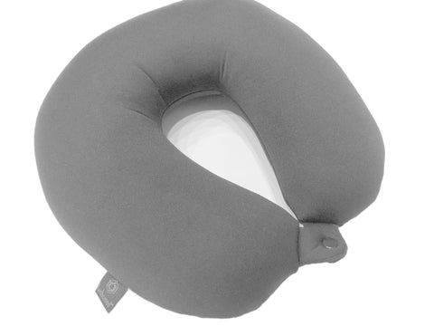 Lushomes Wonder Foam Grey Travel Neck Pillow with Snap Button - 30 cm x 35 cm (Single Pc) (Neck Pillow)