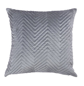 Quilted Velvet Cushion Cover with Top Zipper, Pillow Covers, Square, Big Sofa Cover,  16 x 16 Inches, Pack of 1 (40x40 Cms, Grey)