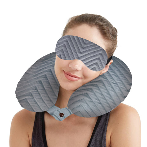 Travel Neck Pillow and Eye mask Set for Car Travel, Quilted Velvet Neck Rest, Flights for Men and Women, Head and Neck Rest Support, Dark Grey