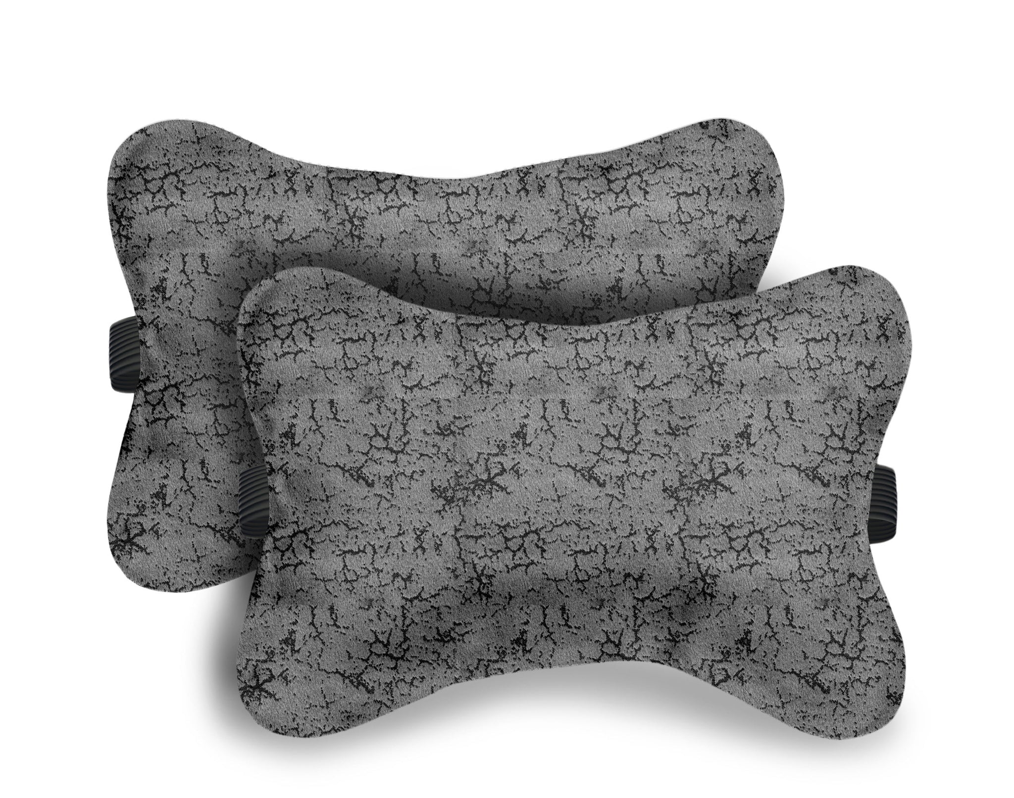 Car Seat Neck Rest Pillow, Cushion For All Cars, Premium Designer Chenille Lumbar, Back and Headrest Support for Car Seat, Size 17x27 cms, Dark Grey Velvet, Set of 2 by Lushomes