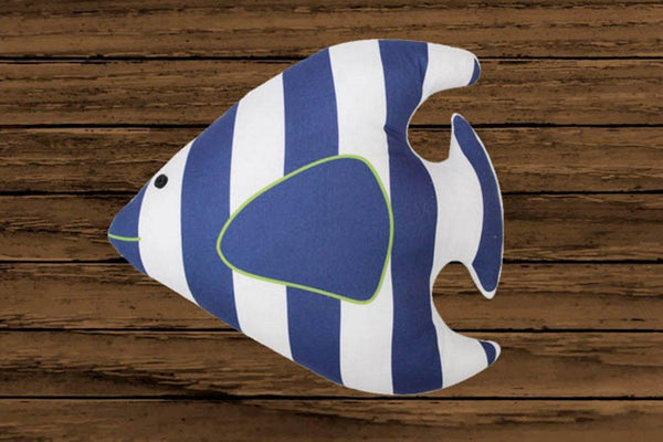 Lushomes 100 % Cotton Striped Fish Cushion with Polyester filling (Vacuum Packed, Single Pc) (Size: 30X33 cms) - Lushomes