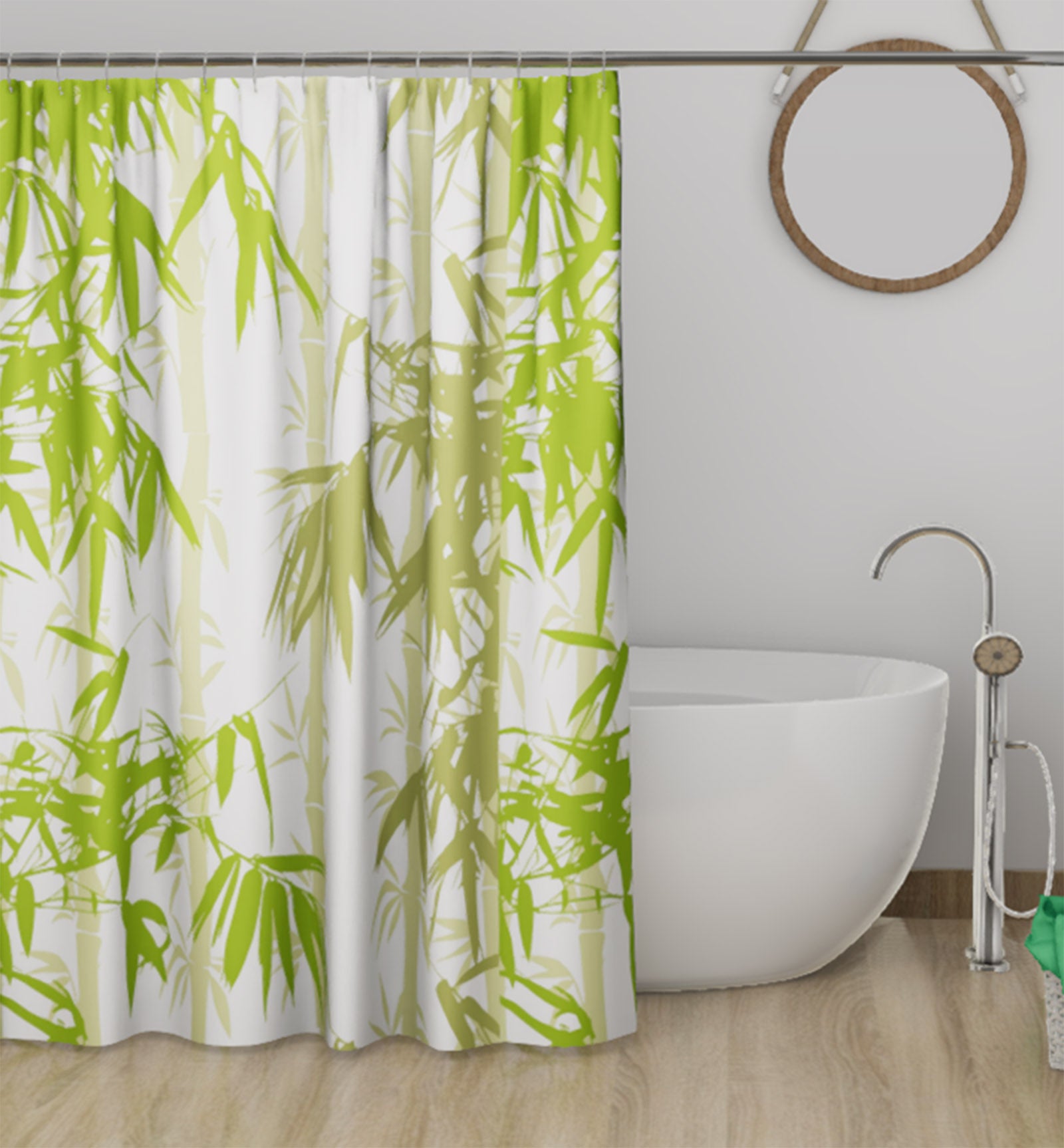 Lushomes Bamboo Water Repellent Digital Printed Bathroom Shower Curtain with 12 Plastic Eyelets and 12 Hooks (Single pc, 72’ x 80’, 180 x 200 cms) - Lushomes