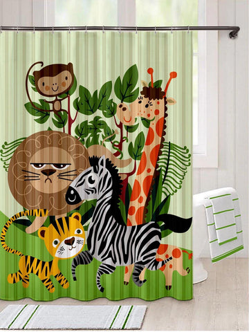 Lushomes Animal Kids Digital Printed Bathroom Shower Curtain with 10 Eyelets - Lushomes