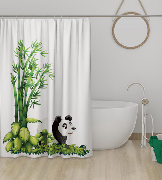 Lushomes shower curtain, Panda Printed, Polyester waterproof 6x6.5 ft with hooks, non-PVC, Non-Plastic, For Washroom, Balcony for Rain, 12 eyelet & no Hooks (6 ft W x 6.5 Ft H, Pk of 1)