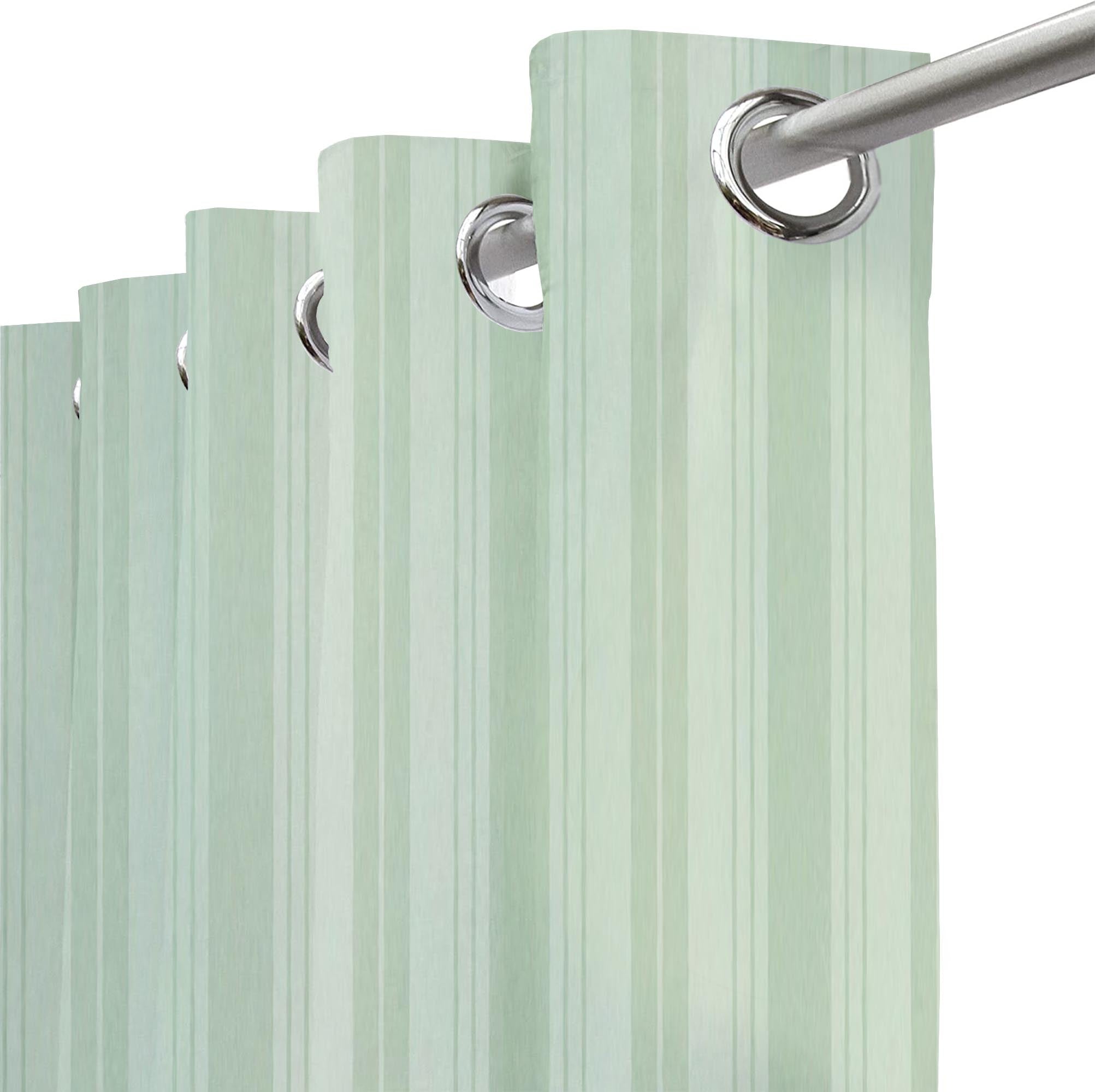 Lushomes shower curtain, Striped Light Green bathroom curtains, Polyester waterproof 6x6.5 ft with Metal 10 Eyelets, non-PVC, Non-Plastic, For Washroom, Balcony for Rain( 6 ft W x 6.5 Ft H, Pk of 1)