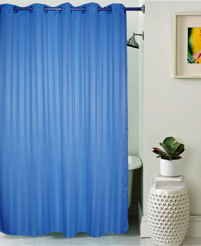 Lushomes shower curtain, Striped Blue bathroom curtains, Polyester waterproof 6x6.5 ft with Metal 10 Eyelets, non-PVC, Non-Plastic, For Washroom, Balcony for Rain(Size: 6 ft W x 6.5 Ft H, Pk of 1)