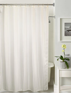 Lushomes White Stripe Waterproof Bathroom Shower Curtain with 12 Eyelets and 12 C-hooks - Lushomes