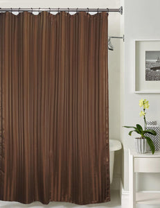 Lushomes Dark Brown Stripe Waterproof Bathroom Shower Curtain with 12 Eyelets and 12 C-hooks - Lushomes