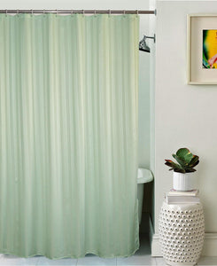 Lushomes Light Green Thick Stripe Waterproof Bathroom Shower Curtain with 12 Eyelets and 12 C-hooks - Lushomes
