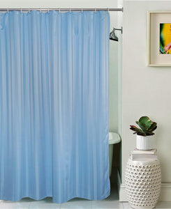 Lushomes Blue Thick Stripe Waterproof Bathroom Shower Curtain with 12 Eyelets and 12 C-hooks - Lushomes