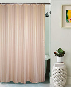 Lushomes Peach Thick Stripe Waterproof Bathroom Shower Curtain with 12 Eyelets and 12 C-hooks - Lushomes