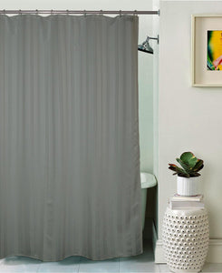 Lushomes Grey Thick Stripe Waterproof Bathroom Shower Curtain with 12 Eyelets and 12 C-hooks - Lushomes
