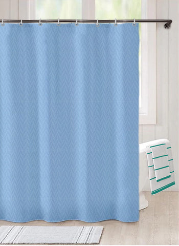 Lushomes Heavy Duty Fabric Shower Curtain, water resistant Partition Liner for Washroom, W6 x H6.5 FT, W72xH80 IN with Shower Curtains 12 Plastic Eyelet % 12 C-Rings (Non-PVC), Colour Sky Blue