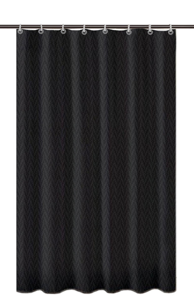 Lushomes Heavy Duty Fabric Shower Curtain, water resistant Partition Liner for Washroom, W6 x H6.5 FT, W72xH80 IN with Shower Curtains 12 Plastic Eyelet % 12 C-Rings (Non-PVC), Colour Black
