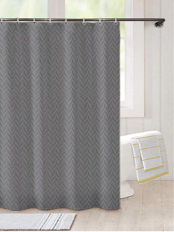 Lushomes Heavy Duty Fabric Shower Curtain, water resistant Partition Liner for Washroom, W6 x H6.5 FT, W72xH80 IN with Shower Curtains 12 Plastic Eyelet % 12 C-Rings (Non-PVC), Colour Grey