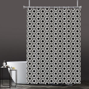 Lushomes Bathroom Shower Curtain with 12 Hooks and 12 Eyelets, Printed Desginer Swirly Circles Bathtub Curtain, Non-PVC, Water-repellent bathroom Accessories, Black/White,  6 Ft H x 6.5 FT W (72 Inch x 80 Inch, Single Pc)