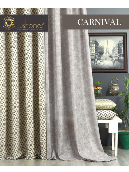 Lushomes 100% Polyster 54" Inches Width Foil Carnival Main 308 GSM / Sheer 141 GSM Fabric