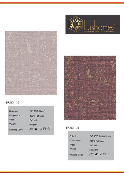 Lushomes 100% Polyester 54" Inches Width Foil Gelato Main 280 GSM / Sheer 60 GSM Fabric