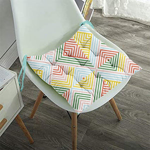 Lushomes Printed Chair Pads Cushion with 9 Knots and 4 Strings (40 x 40 cms, Single Pc) - Lushomes