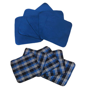 Lushomes Kitchen Cleaning Cloth, Waffle Cotton Dish Machine Washable Towels for Home Use, 5 Pcs Blue and Black Checks and 5 Pcs Plain Blue Combo, Pack of 10 Towel, 12x12 Inches, 280 GSM (30x30 Cms, Set of 10)
