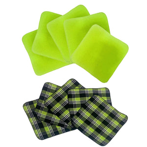 Lushomes Kitchen Cleaning Cloth, Waffle Cotton Dish Machine Washable Towels for Home Use, 5 Pcs Green and Black Checks and 5 Pcs Plain Green Combo, Pack of 10 Towel, 12x12 Inches, 280 GSM (30x30 Cms, Set of 10)