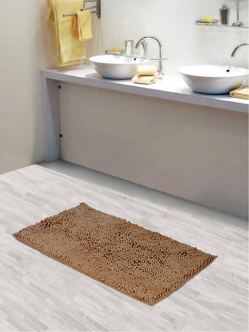 Lushomes Bathroom Mat, floor mats for home, anti slip mat, non slip mat, 1800 GSM Floor Mat with High Pile Microfiber, anti skid mat for bathroom floor (12 x 18 Inch, Single Pc, Beige)